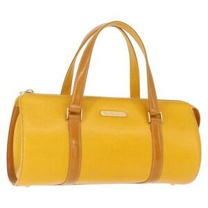 Burberry Vintage Handbag Leather Yellow Leather Handbag (Pre-Owned)